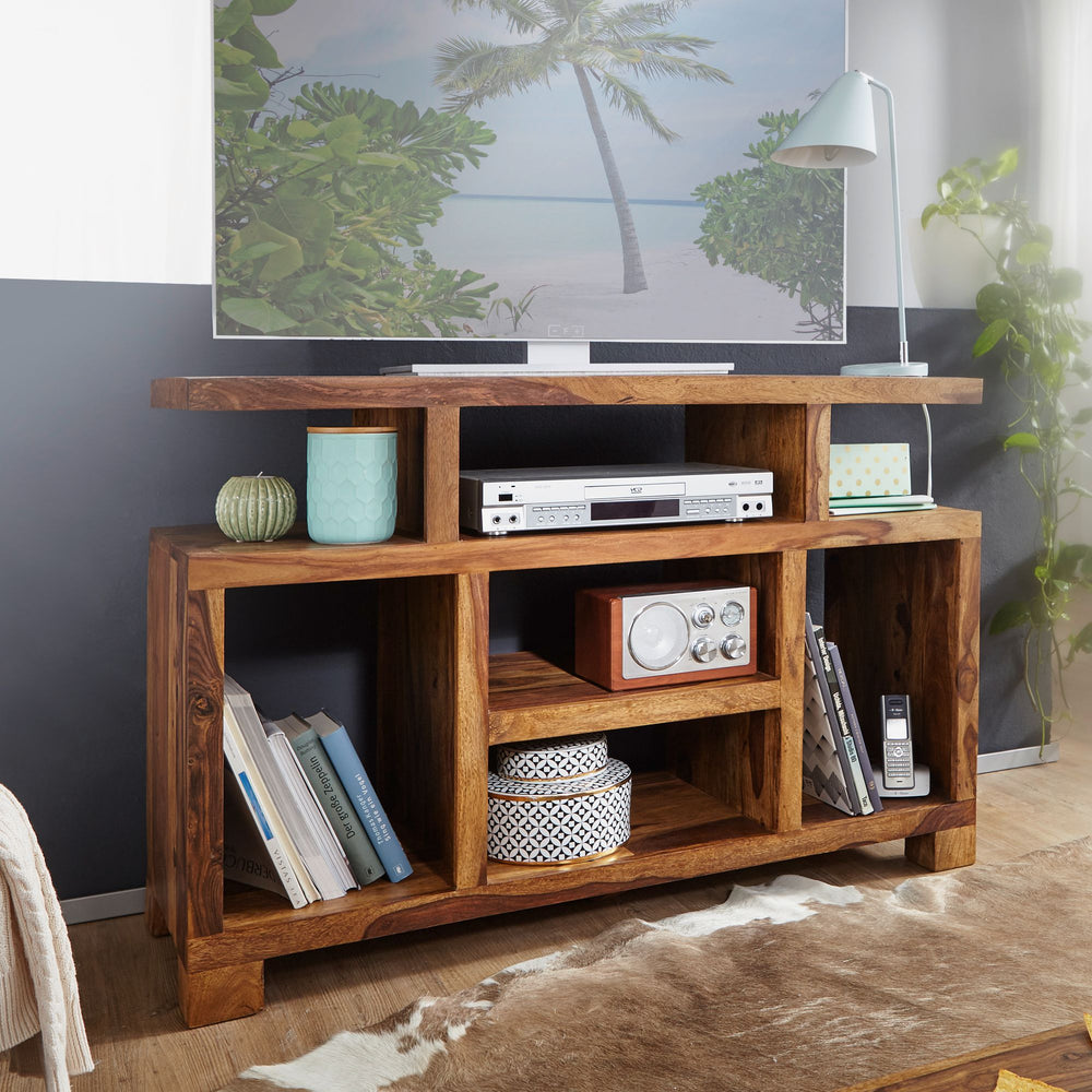 Sheesham-Holz Sideboard im Landhausstil_ 115x76x40 cm_ Multifunktionale TV-Kommode - KADIMA DESIGN_Größe_ 115x40x76 cm_
