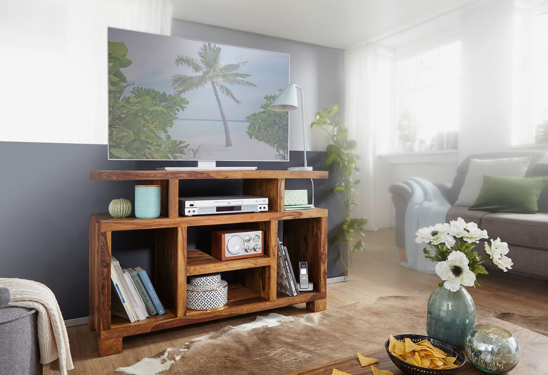 Sheesham-Holz Sideboard im Landhausstil_ 115x76x40 cm_ Multifunktionale TV-Kommode - KADIMA DESIGN_Größe_ 115x40x76 cm_