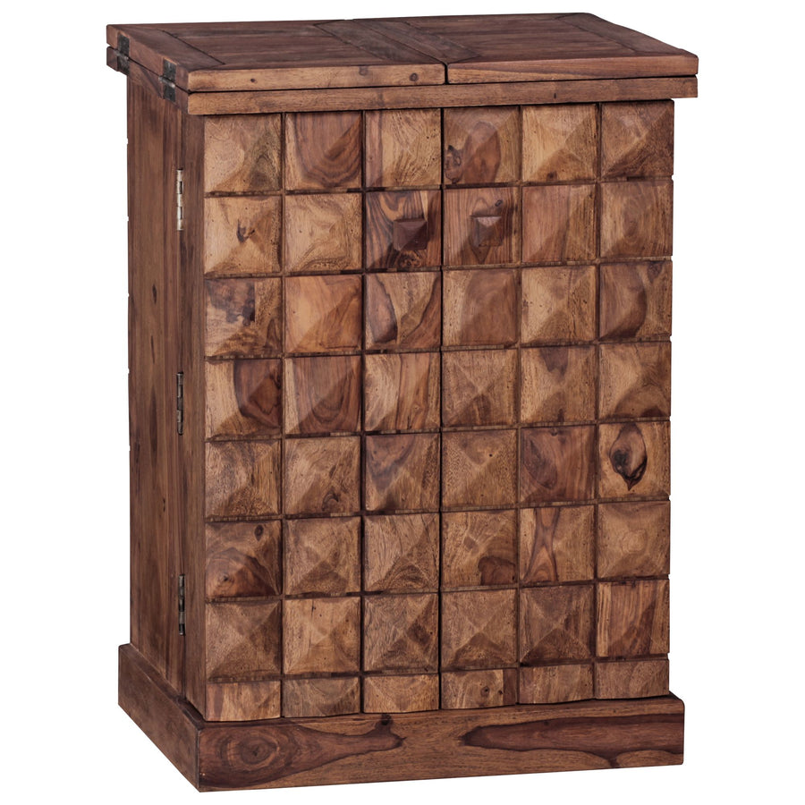 SAAR Massivholz Hausbar 65x91x50 cm_ Ausklappbare Weinbar_ Barschrank mit Türen - KADIMA DESIGN_Farbe_ Braun_ Größe_ 64x50x91 cm_
