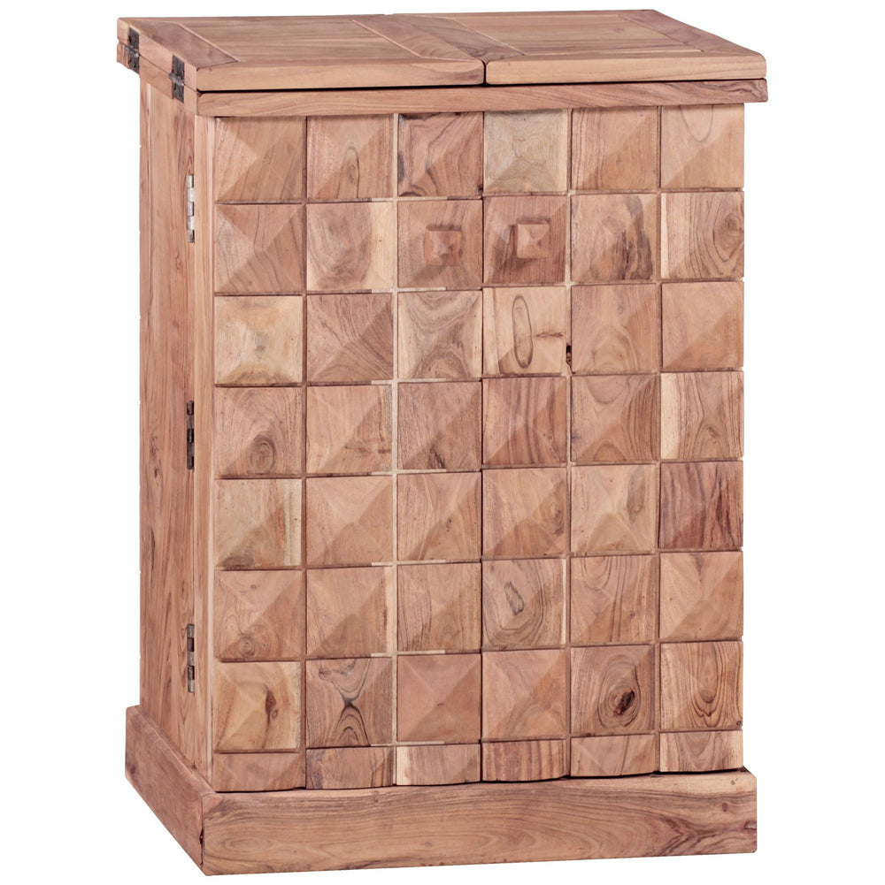 SAAR Massivholz Hausbar 65x91x50 cm_ Ausklappbare Weinbar_ Barschrank mit Türen - KADIMA DESIGN_Farbe_ Beige_ Größe_ 65x50x91 cm_