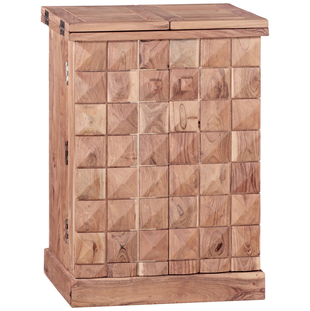 SAAR Massivholz Hausbar 65x91x50 cm_ Ausklappbare Weinbar_ Barschrank mit Türen - KADIMA DESIGN_Farbe_ Beige_ Größe_ 65x50x91 cm_