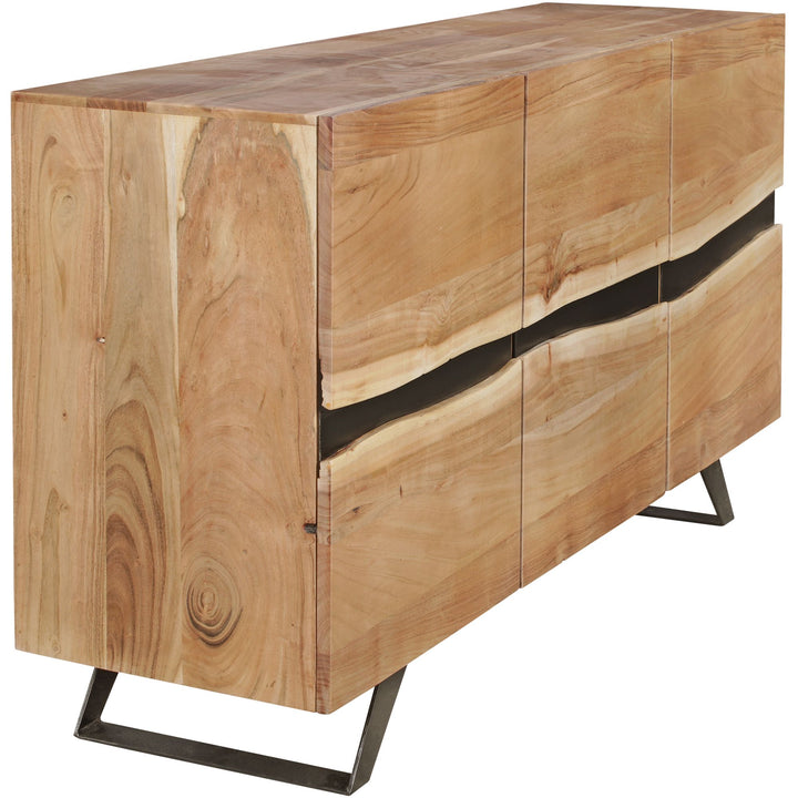 Massiv-Holz Akazie Sideboard_ 148x85x43 cm_ Natur Baumkante_ Landhaus-Stil - KADIMA DESIGN_Größe_ 148x43x85 cm_
