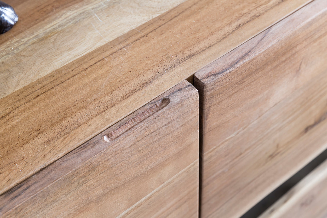 Massiv-Holz Akazie Sideboard_ 148x85x43 cm_ Natur Baumkante_ Landhaus-Stil - KADIMA DESIGN_Größe_ 148x43x85 cm_