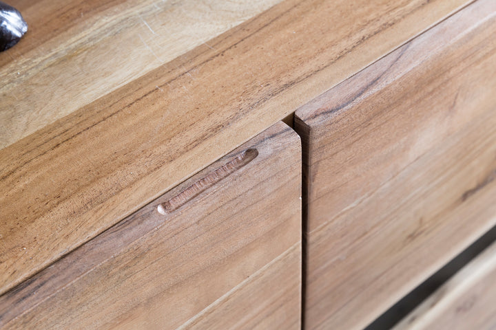 Massiv-Holz Akazie Sideboard_ 148x85x43 cm_ Natur Baumkante_ Landhaus-Stil - KADIMA DESIGN_Größe_ 148x43x85 cm_