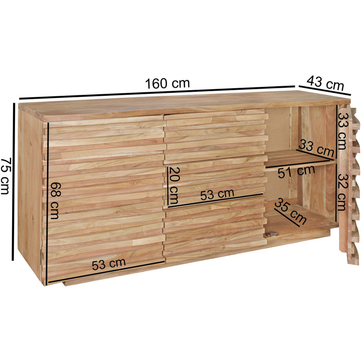 Sideboard Akazien-Massivholz_ Natur-Baumkante_ Landhaus-Stil_ 160x75x43 cm - KADIMA DESIGN_Größe_ 160x43x75 cm_