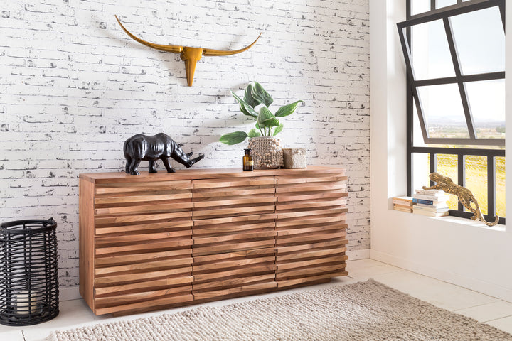 Sideboard Akazien-Massivholz_ Natur-Baumkante_ Landhaus-Stil_ 160x75x43 cm - KADIMA DESIGN_Größe_ 160x43x75 cm_