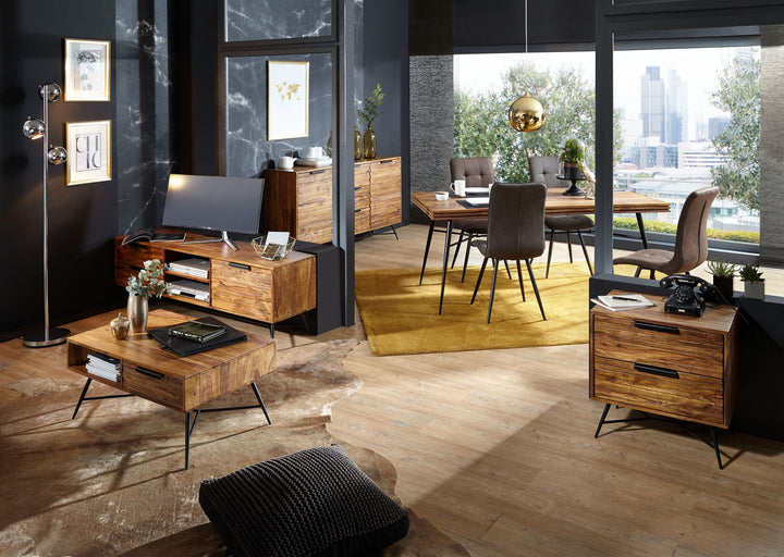 Sideboard FORMIO_ Sheesham Massivholz_ 160x40x88 cm_ Industrial-Look - KADIMA DESIGN_Größe_ 160x40x88 cm_