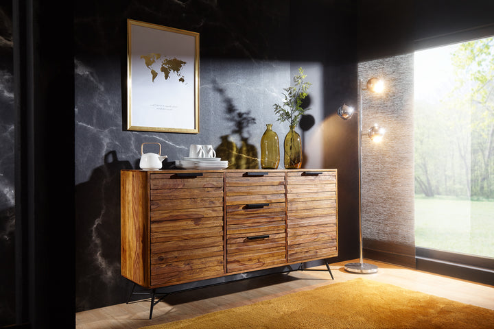 Sideboard FORMIO_ Sheesham Massivholz_ 160x40x88 cm_ Industrial-Look - KADIMA DESIGN_Größe_ 160x40x88 cm_