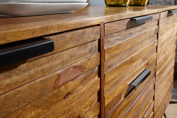 Sideboard FORMIO_ Sheesham Massivholz_ 160x40x88 cm_ Industrial-Look - KADIMA DESIGN_Größe_ 160x40x88 cm_