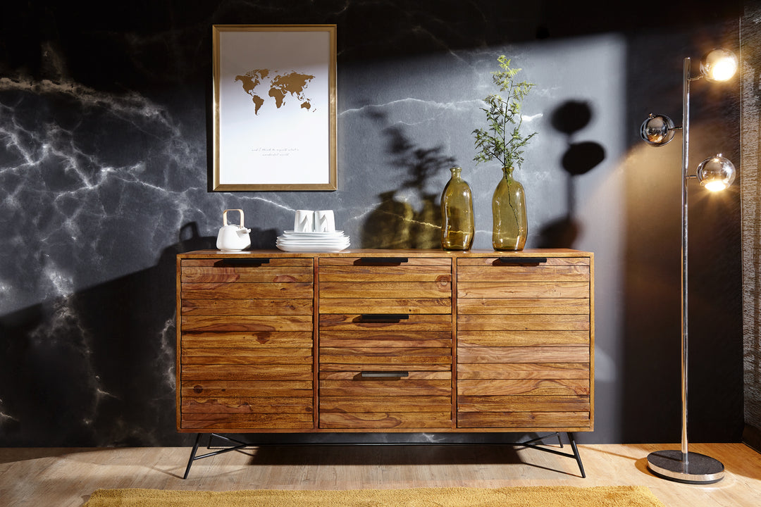 Sideboard FORMIO_ Sheesham Massivholz_ 160x40x88 cm_ Industrial-Look - KADIMA DESIGN_Größe_ 160x40x88 cm_