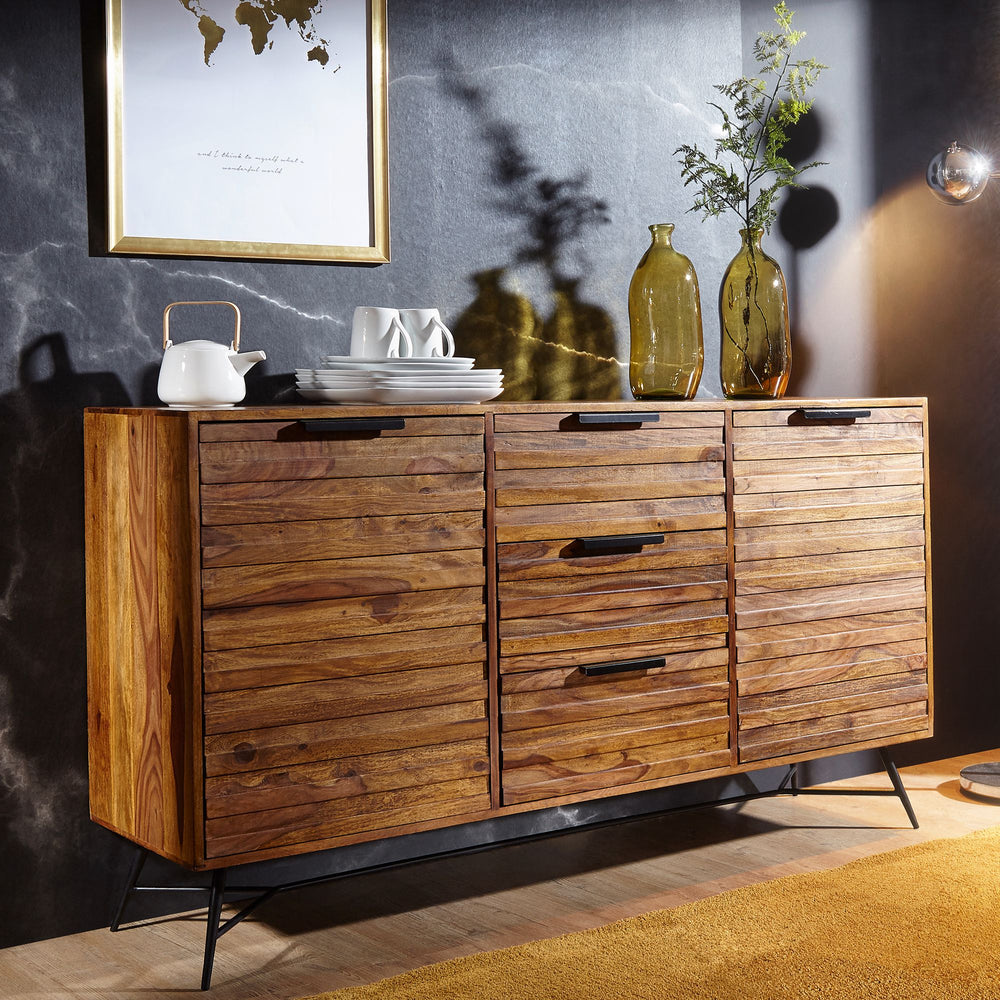 Sideboard FORMIO_ Sheesham Massivholz_ 160x40x88 cm_ Industrial-Look - KADIMA DESIGN_Größe_ 160x40x88 cm_