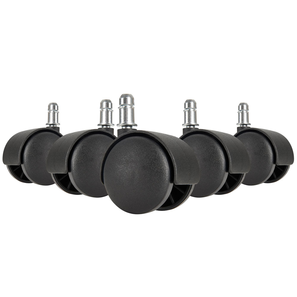 Premium Bürostuhlrollen für Hartböden_ Langlebig &amp; gleitfähig_ 5er Set_ 50 mm Rollendurchmesser_ schwarz_ Kunststoff_ geeignet für Laminat/Parkett/Fliesen - KADIMA DESIGN_Größe_ 5x5x5 cm_