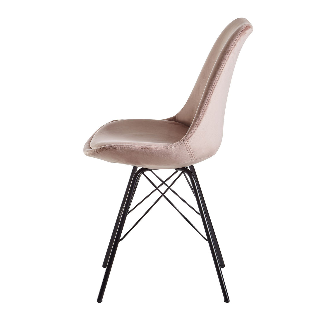 Skandinavische Esszimmerstühle_ 2er Set_ Samt oder Kunststoff_ verschiedene Farben - KADIMA DESIGN_Farbe_ Rosa-Schwarz_ Material_ Samt_ Größe_ 58x48x86 cm_