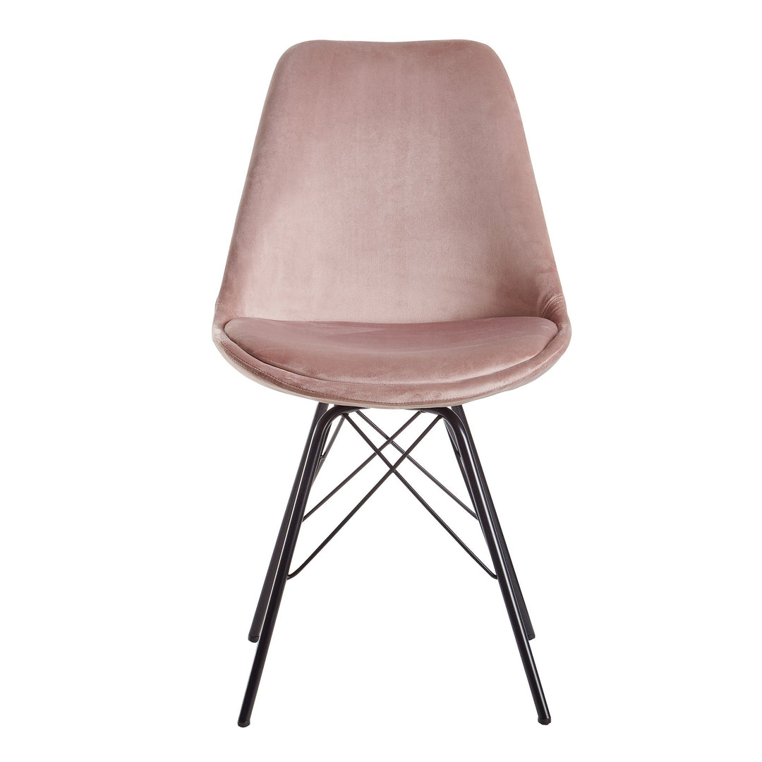 Skandinavische Esszimmerstühle_ 2er Set_ Samt oder Kunststoff_ verschiedene Farben - KADIMA DESIGN_Farbe_ Rosa-Schwarz_ Material_ Samt_ Größe_ 58x48x86 cm_