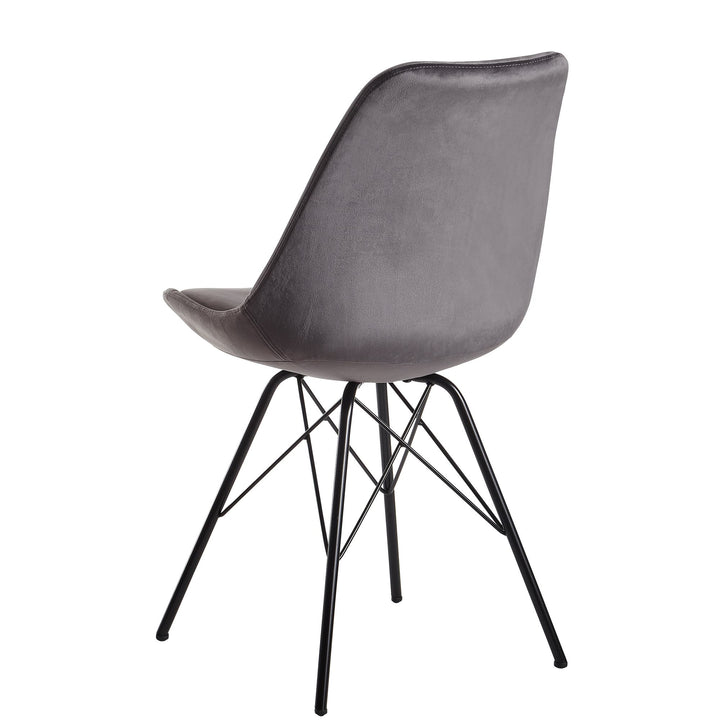 Skandinavische Esszimmerstühle_ 2er Set_ Samt oder Kunststoff_ verschiedene Farben - KADIMA DESIGN_Farbe_ Grau-Schwarz_ Material_ Samt_ Größe_ 58x48x86 cm_