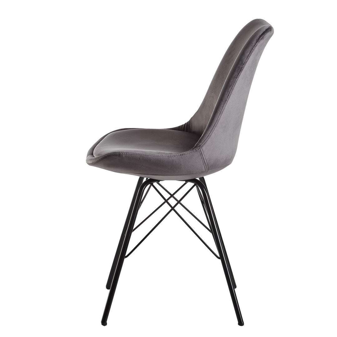 Skandinavische Esszimmerstühle_ 2er Set_ Samt oder Kunststoff_ verschiedene Farben - KADIMA DESIGN_Farbe_ Grau-Schwarz_ Material_ Samt_ Größe_ 58x48x86 cm_