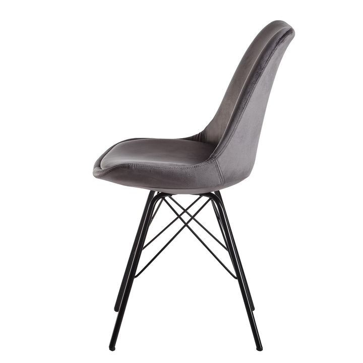 Skandinavische Esszimmerstühle_ 2er Set_ Samt oder Kunststoff_ verschiedene Farben - KADIMA DESIGN_Farbe_ Grau-Schwarz_ Material_ Samt_ Größe_ 58x48x86 cm_