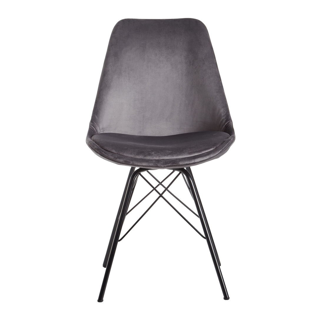 Skandinavische Esszimmerstühle_ 2er Set_ Samt oder Kunststoff_ verschiedene Farben - KADIMA DESIGN_Farbe_ Grau-Schwarz_ Material_ Samt_ Größe_ 58x48x86 cm_