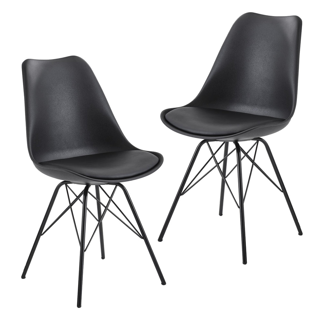 Skandinavische Esszimmerstühle_ 2er Set_ Samt oder Kunststoff_ verschiedene Farben - KADIMA DESIGN_Farbe_ Schwarz_ Material_ Kunststoff_ Größe_ 58x48x86 cm_