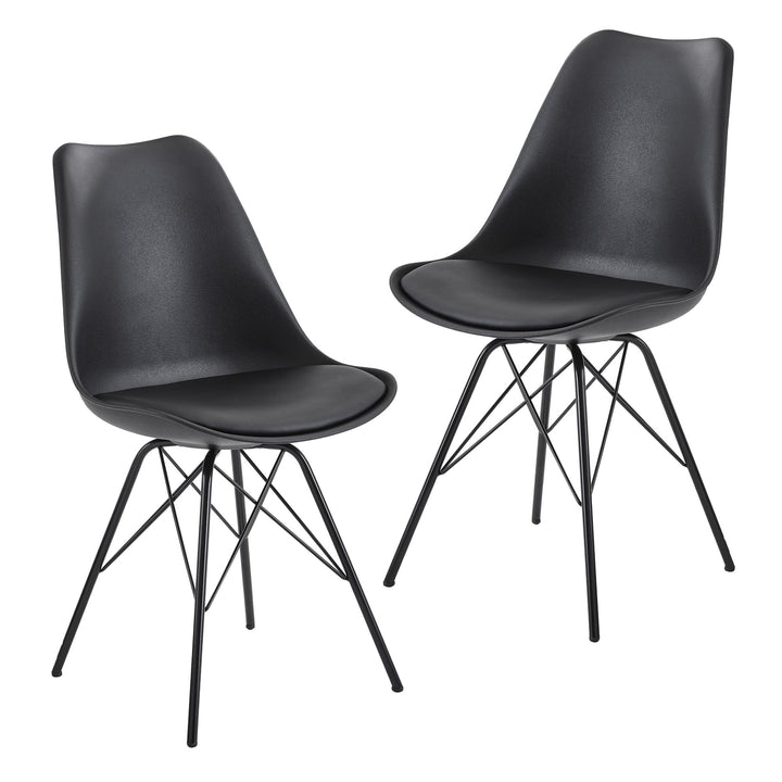Skandinavische Esszimmerstühle_ 2er Set_ Samt oder Kunststoff_ verschiedene Farben - KADIMA DESIGN_Farbe_ Schwarz_ Material_ Kunststoff_ Größe_ 58x48x86 cm_