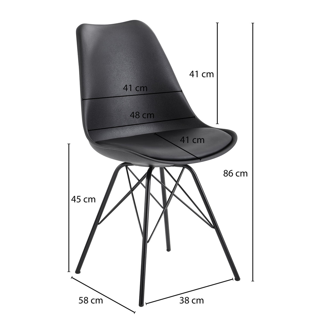 Skandinavische Esszimmerstühle_ 2er Set_ Samt oder Kunststoff_ verschiedene Farben - KADIMA DESIGN_Farbe_ Schwarz_ Material_ Kunststoff_ Größe_ 58x48x86 cm_