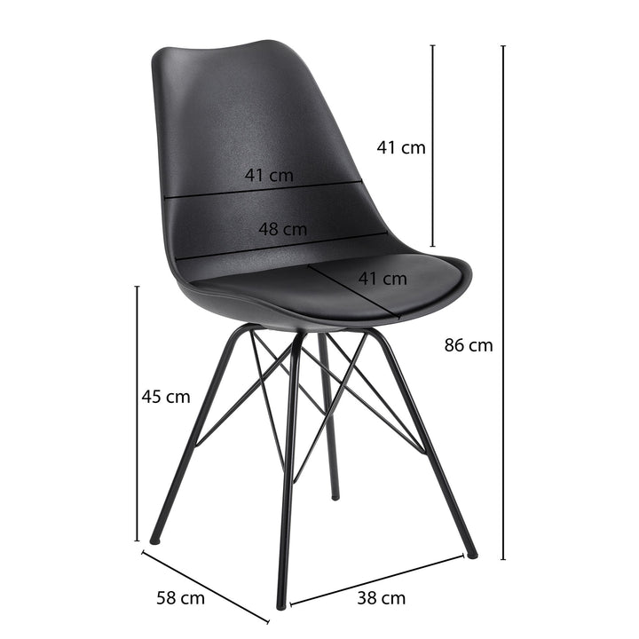 Skandinavische Esszimmerstühle_ 2er Set_ Samt oder Kunststoff_ verschiedene Farben - KADIMA DESIGN_Farbe_ Schwarz_ Material_ Kunststoff_ Größe_ 58x48x86 cm_