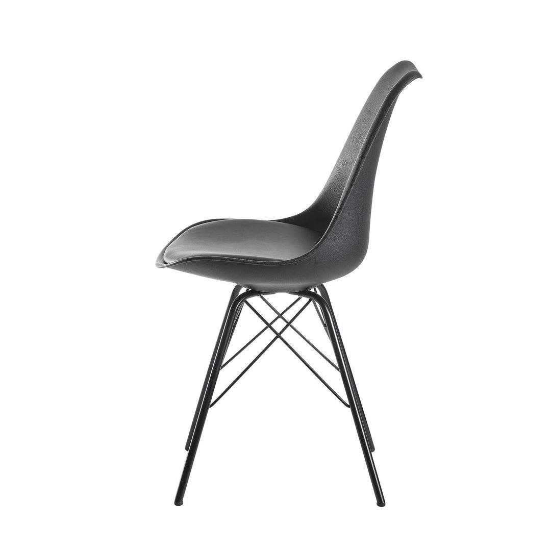 Skandinavische Esszimmerstühle_ 2er Set_ Samt oder Kunststoff_ verschiedene Farben - KADIMA DESIGN_Farbe_ Schwarz_ Material_ Kunststoff_ Größe_ 58x48x86 cm_