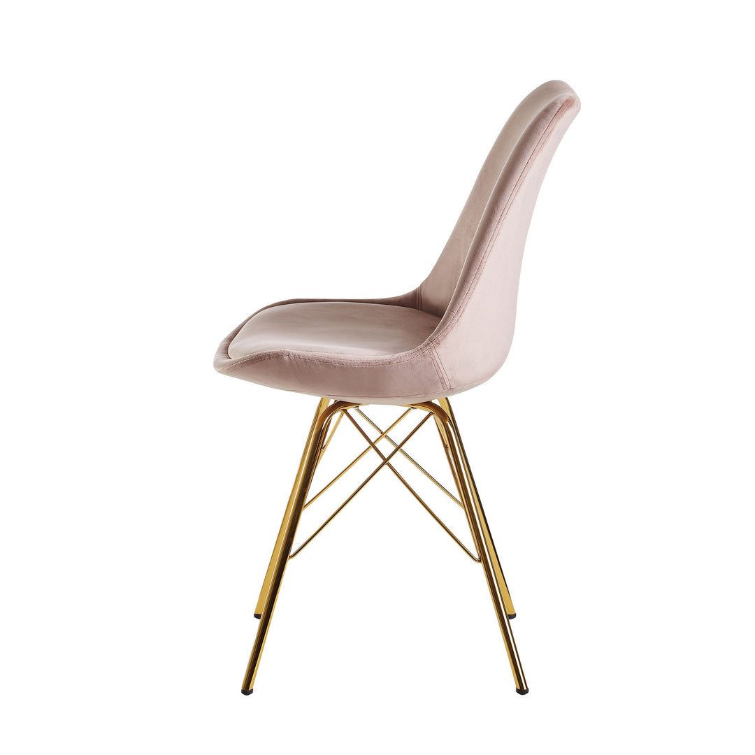 Skandinavische Esszimmerstühle_ 2er Set_ Samt oder Kunststoff_ verschiedene Farben - KADIMA DESIGN_Farbe_ Rosa-Gold_ Material_ Samt_ Größe_ 58x48x86 cm_
