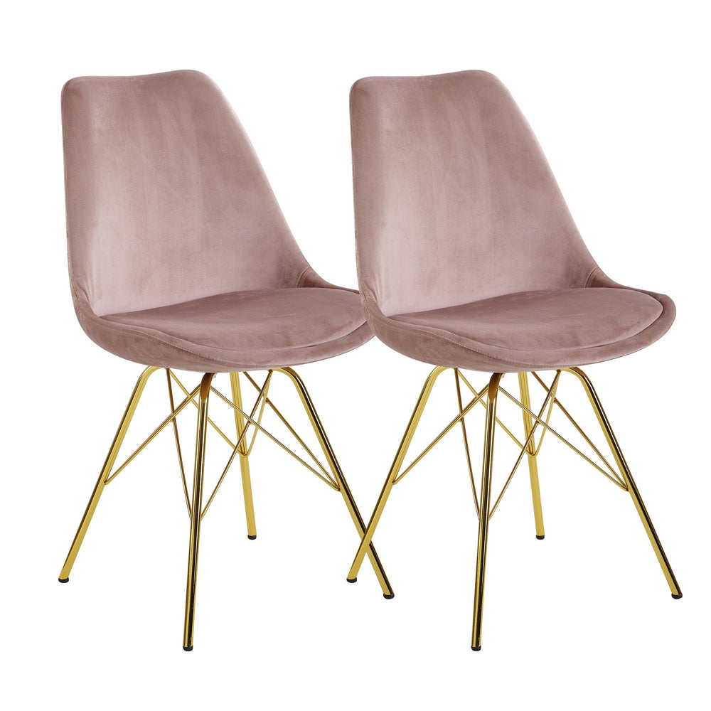 Skandinavische Esszimmerstühle_ 2er Set_ Samt oder Kunststoff_ verschiedene Farben - KADIMA DESIGN_Farbe_ Rosa-Gold_ Material_ Samt_ Größe_ 58x48x86 cm_