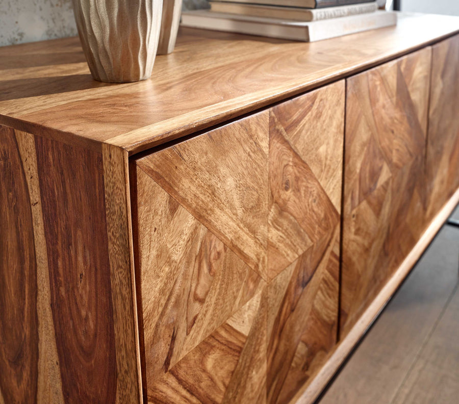 Massivholz Sideboard Sheesham_ 123x70x45 cm_ Industrial-Design_ Stauraum - KADIMA DESIGN_Größe_ 123x45x70 cm_