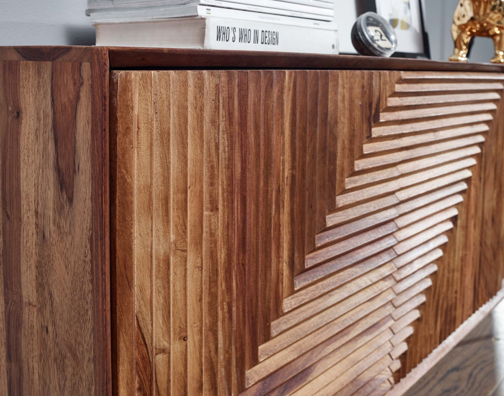 Sideboard aus Sheesham Massivholz und Metall_ Modernes Design_ 148x72x40 cm_ mit 3 Türen - KADIMA DESIGN_Größe_ 148x40x72 cm_