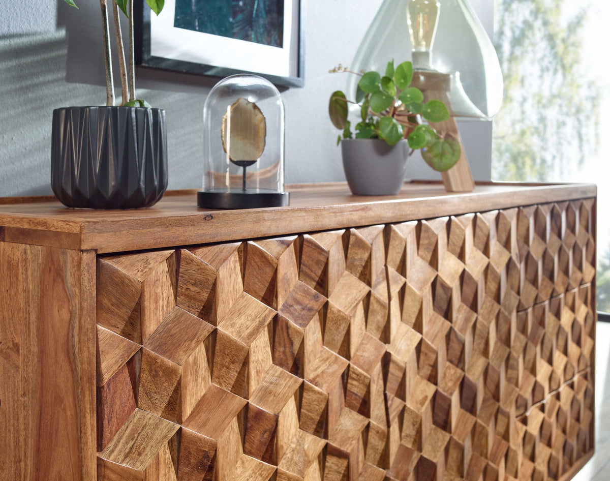 Massivholz-Sideboard in Sheesham_ Praktisches Design mit Türen & Schubladen_ 138x76x45 cm - KADIMA DESIGN_Größe_ 138x45x76 cm_