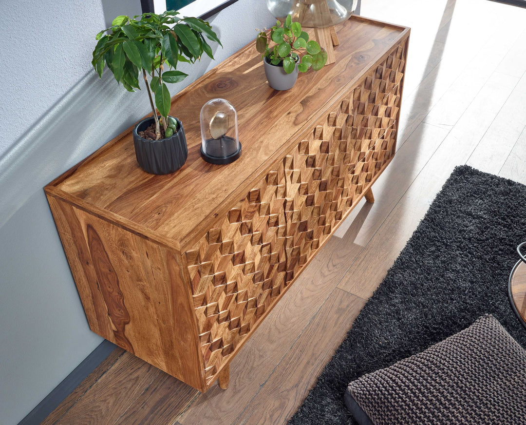 Massivholz-Sideboard in Sheesham_ Praktisches Design mit Türen &amp; Schubladen_ 138x76x45 cm - KADIMA DESIGN_Größe_ 138x45x76 cm_