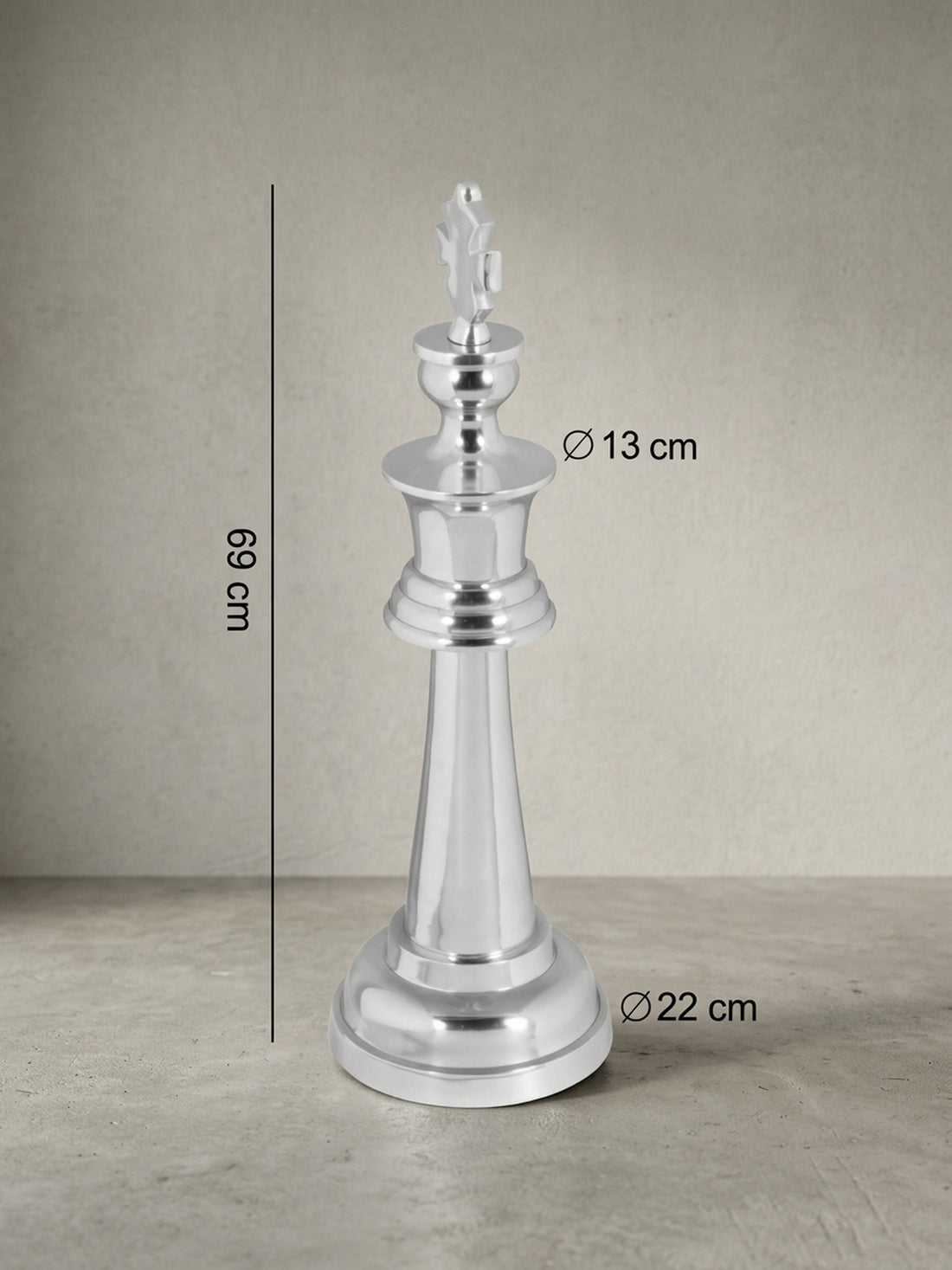 Große Schachfigur Aluminium poliert 70cm