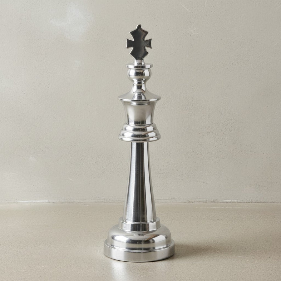 70 cm Schachfigur aus poliertem Aluminium_ Silberfarben - Stilvolle Dekoration - KADIMA DESIGN_Größe_ 22x22x70 cm_