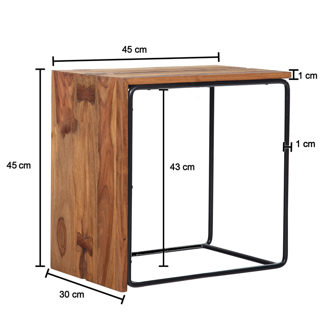 Massivholz Beistelltisch im Industrial-Style_ 45x30x45 cm_ Eleganter Sofatisch - KADIMA DESIGN_Größe_ 45x30x45 cm_