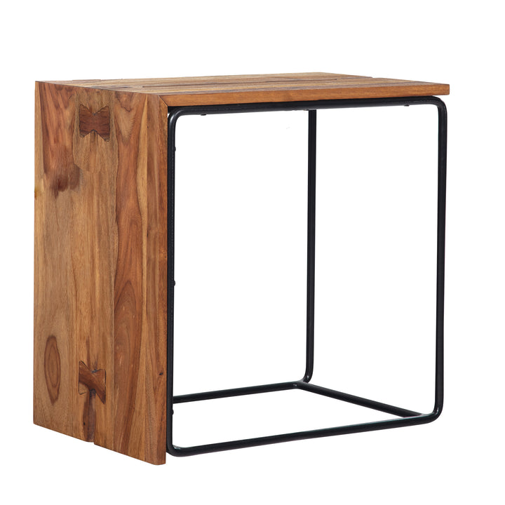 Massivholz Beistelltisch im Industrial-Style_ 45x30x45 cm_ Eleganter Sofatisch - KADIMA DESIGN_Größe_ 45x30x45 cm_