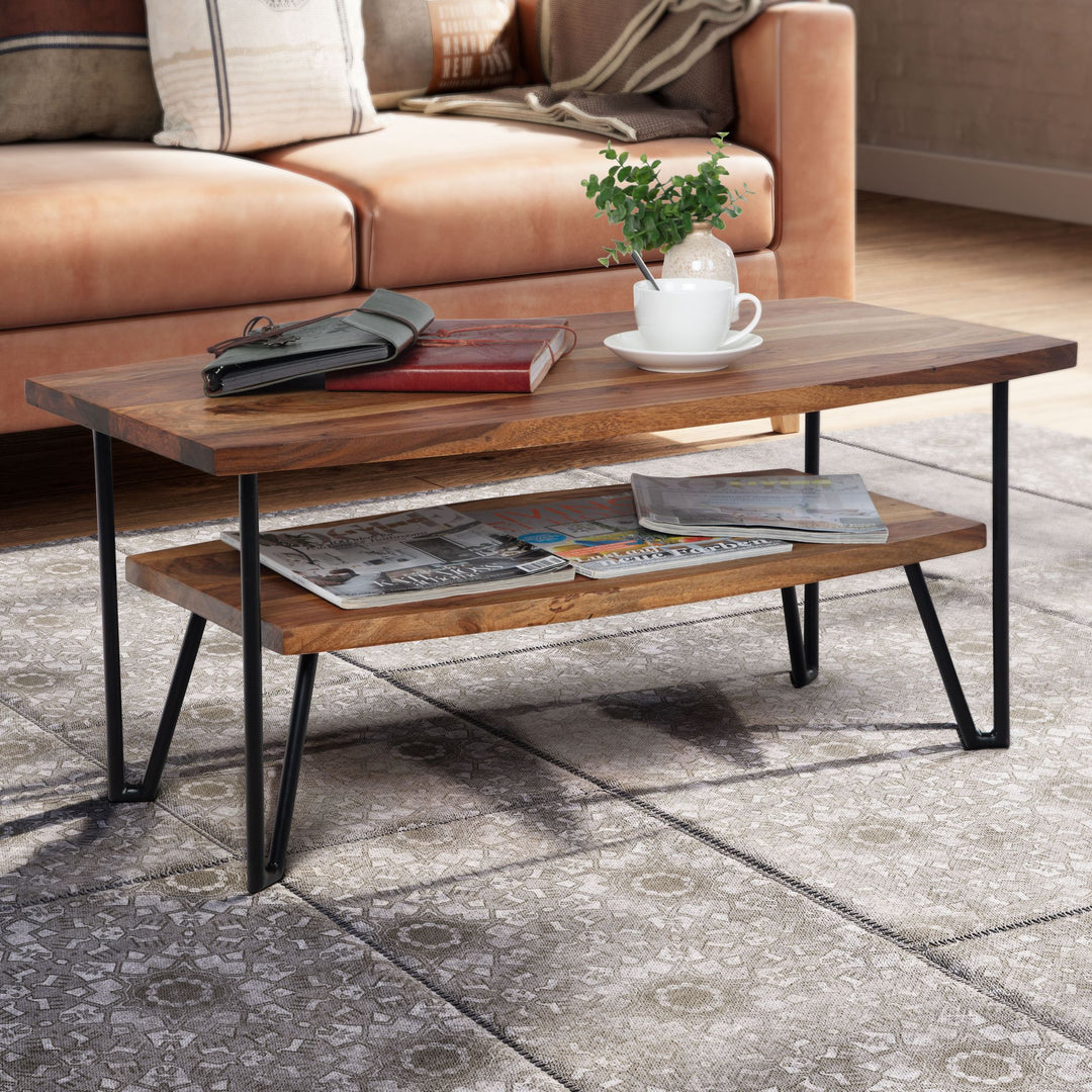 Couchtisch im Industrial-Style aus Sheesham Massivholz und Metall_ 90x50x40 cm – KADIMA DESIGN_Größe_ 90x50x40 cm_