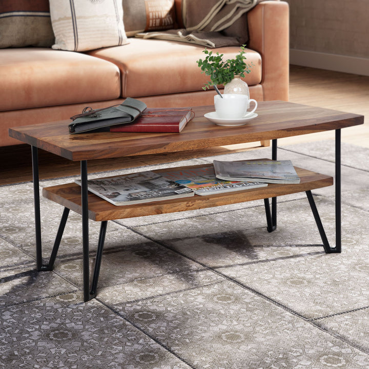Couchtisch im Industrial-Style aus Sheesham Massivholz und Metall_ 90x50x40 cm – KADIMA DESIGN_Größe_ 90x50x40 cm_