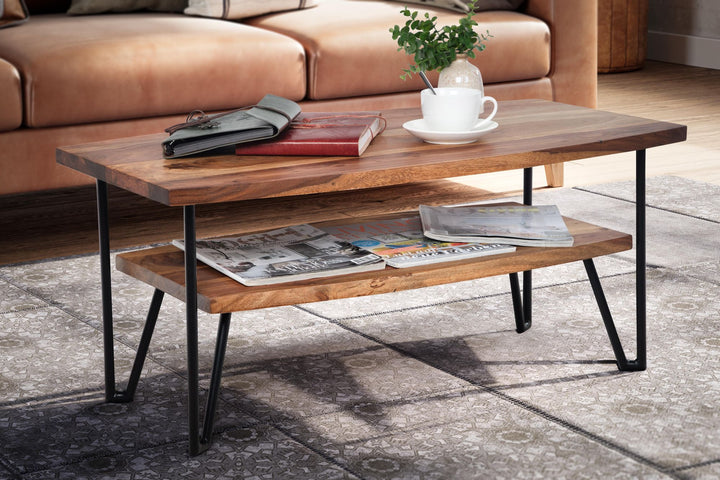 Couchtisch im Industrial-Style aus Sheesham Massivholz und Metall_ 90x50x40 cm – KADIMA DESIGN_Größe_ 90x50x40 cm_
