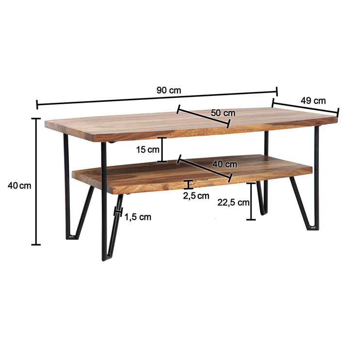 Couchtisch im Industrial-Style aus Sheesham Massivholz und Metall_ 90x50x40 cm – KADIMA DESIGN_Größe_ 90x50x40 cm_