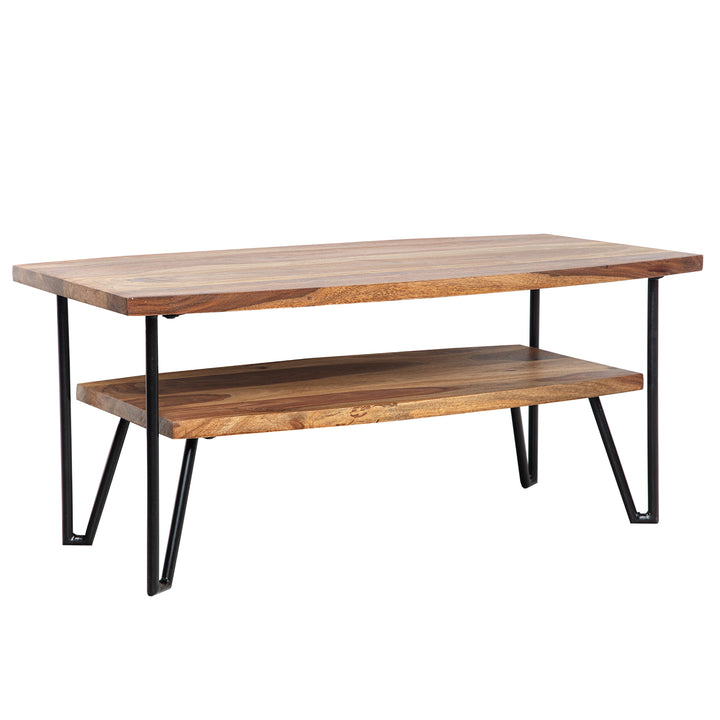 Couchtisch im Industrial-Style aus Sheesham Massivholz und Metall_ 90x50x40 cm – KADIMA DESIGN_Größe_ 90x50x40 cm_