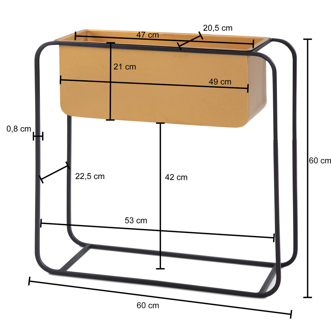 Moderner Blumenkübel 60x60x24 cm_ Metall_ Gold &amp; Schwarz_ Rechteckig - KADIMA DESIGN_Größe_ 60x24x60 cm_