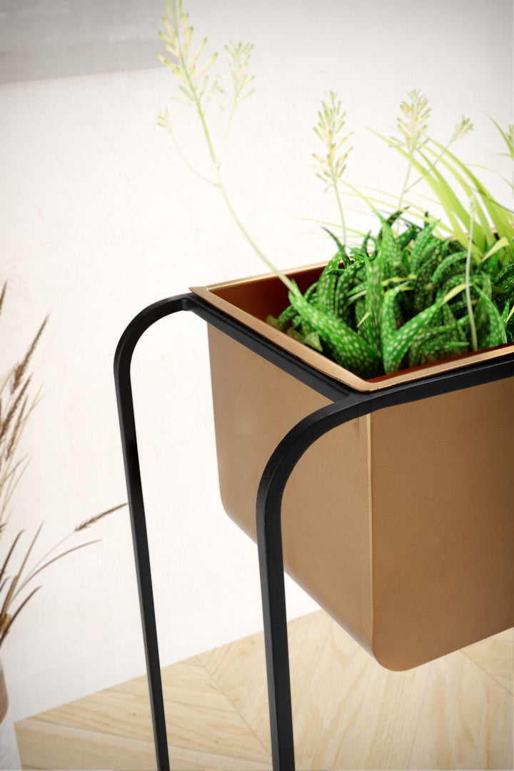 Moderner Blumenkübel 60x60x24 cm_ Metall_ Gold &amp;amp; Schwarz_ Rechteckig - KADIMA DESIGN_Größe_ 60x24x60 cm_