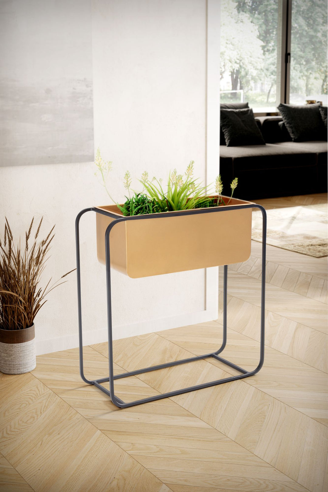 Moderner Blumenkübel 60x60x24 cm_ Metall_ Gold &amp; Schwarz_ Rechteckig - KADIMA DESIGN_Größe_ 60x24x60 cm_