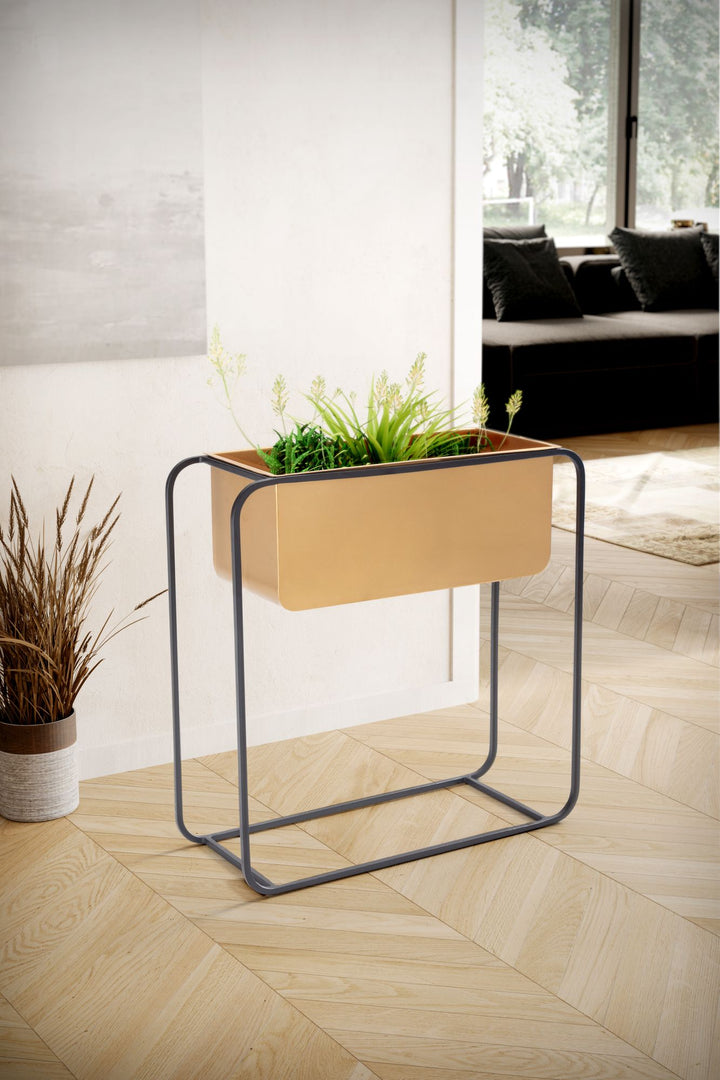 Moderner Blumenkübel 60x60x24 cm_ Metall_ Gold &amp;amp; Schwarz_ Rechteckig - KADIMA DESIGN_Größe_ 60x24x60 cm_