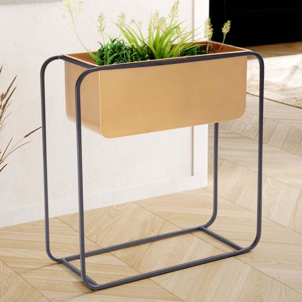 Moderner Blumenkübel 60x60x24 cm_ Metall_ Gold &amp; Schwarz_ Rechteckig - KADIMA DESIGN_Größe_ 60x24x60 cm_