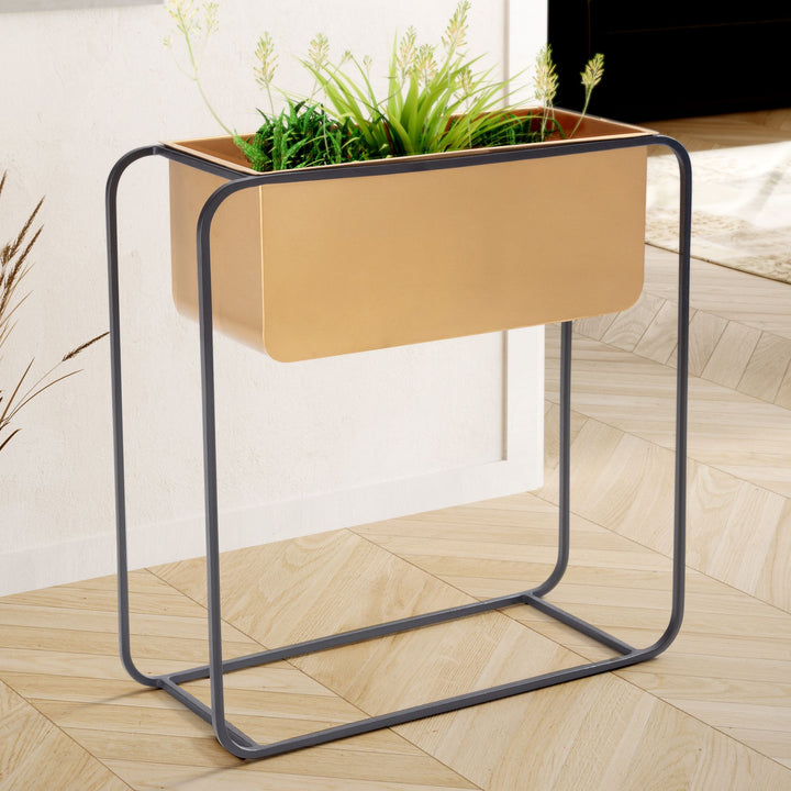 Moderner Blumenkübel 60x60x24 cm_ Metall_ Gold &amp;amp; Schwarz_ Rechteckig - KADIMA DESIGN_Größe_ 60x24x60 cm_