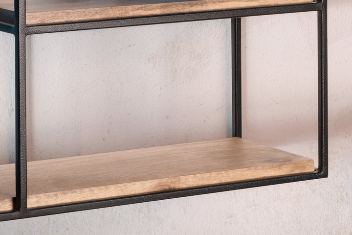 Schweberegal aus Mango Massivholz_ 60x40x18 cm_ Stilvolles Regal im Industrial Design - KADIMA DESIGN_Größe_ 60x18x40 cm_