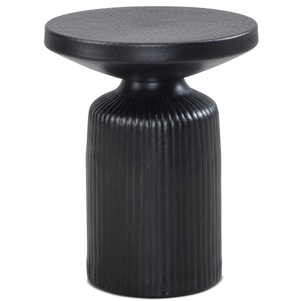 Eleganter Beistelltisch Schwarz_ 40x40x50 cm_ rund_ Hammerschlag-Design - KADIMA DESIGN_Größe_ 40x40x50 cm_